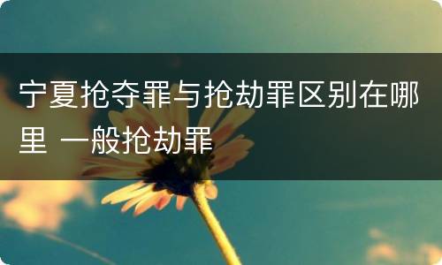 宁夏抢夺罪与抢劫罪区别在哪里 一般抢劫罪