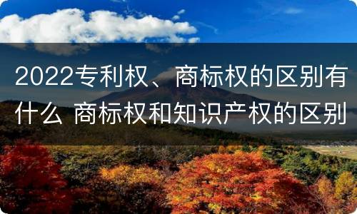 2022专利权、商标权的区别有什么 商标权和知识产权的区别