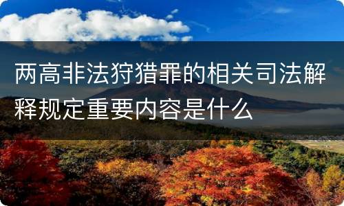 两高非法狩猎罪的相关司法解释规定重要内容是什么