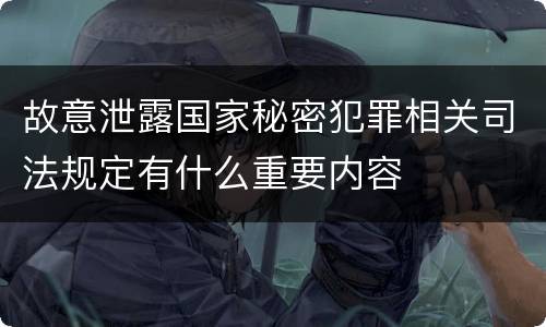 故意泄露国家秘密犯罪相关司法规定有什么重要内容