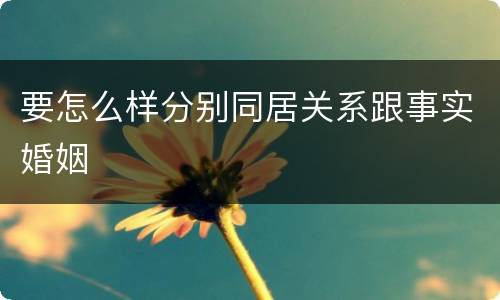 要怎么样分别同居关系跟事实婚姻