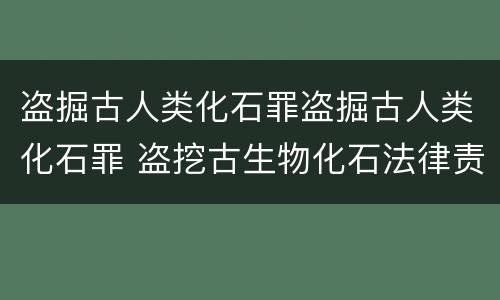 盗掘古人类化石罪盗掘古人类化石罪 盗挖古生物化石法律责任