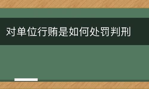 对单位行贿是如何处罚判刑