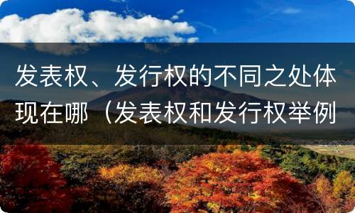 发表权、发行权的不同之处体现在哪（发表权和发行权举例）