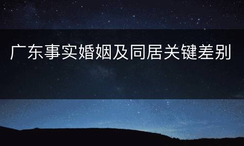 广东事实婚姻及同居关键差别