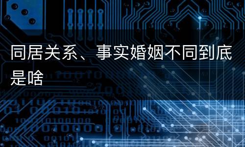 同居关系、事实婚姻不同到底是啥