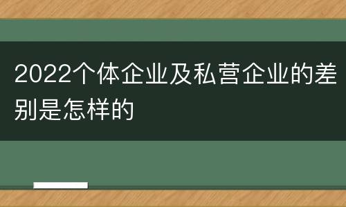 2022个体企业及私营企业的差别是怎样的