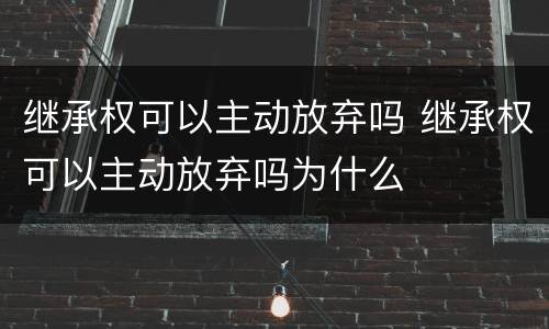 继承权可以主动放弃吗 继承权可以主动放弃吗为什么