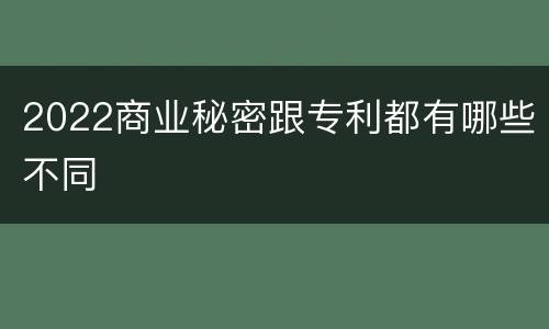 2022商业秘密跟专利都有哪些不同