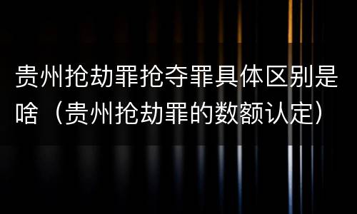 贵州抢劫罪抢夺罪具体区别是啥（贵州抢劫罪的数额认定）