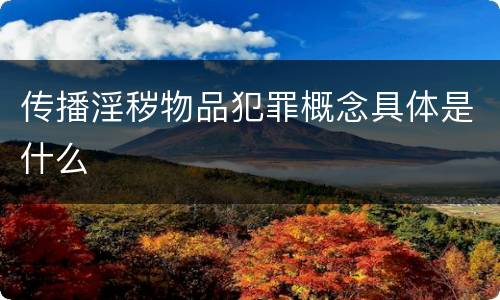 传播淫秽物品犯罪概念具体是什么