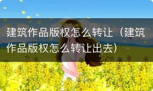 建筑作品版权怎么转让（建筑作品版权怎么转让出去）