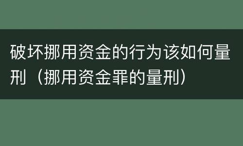 破坏挪用资金的行为该如何量刑（挪用资金罪的量刑）