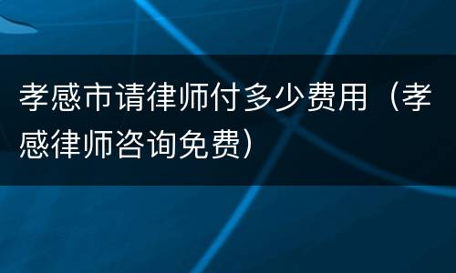 孝感市请律师付多少费用（孝感律师咨询免费）