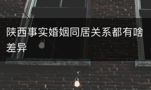 陕西事实婚姻同居关系都有啥差异