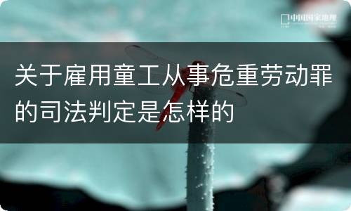 关于雇用童工从事危重劳动罪的司法判定是怎样的
