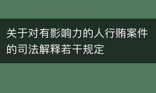 关于对有影响力的人行贿案件的司法解释若干规定
