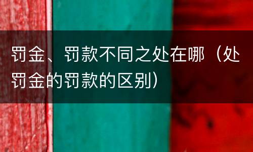 罚金、罚款不同之处在哪（处罚金的罚款的区别）