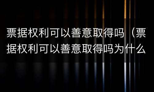 票据权利可以善意取得吗（票据权利可以善意取得吗为什么）