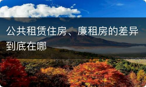 公共租赁住房、廉租房的差异到底在哪