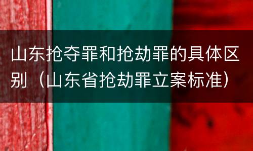 山东抢夺罪和抢劫罪的具体区别（山东省抢劫罪立案标准）