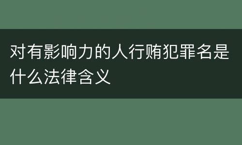 对有影响力的人行贿犯罪名是什么法律含义