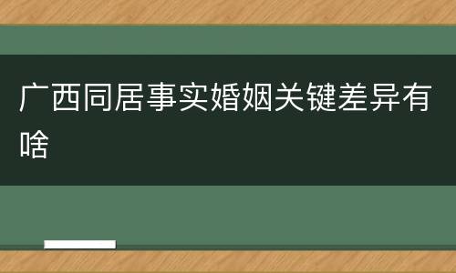 广西同居事实婚姻关键差异有啥