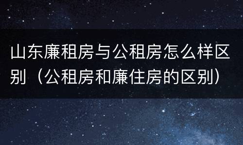 山东廉租房与公租房怎么样区别（公租房和廉住房的区别）