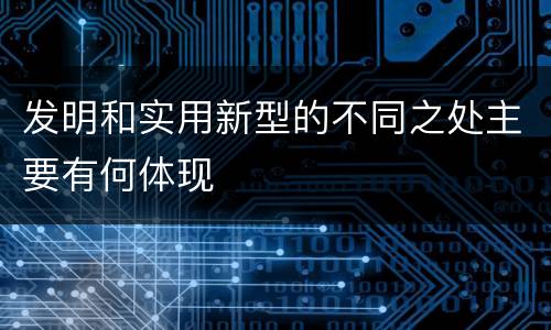 发明和实用新型的不同之处主要有何体现