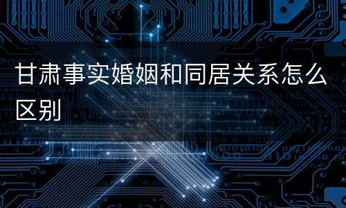 甘肃事实婚姻和同居关系怎么区别