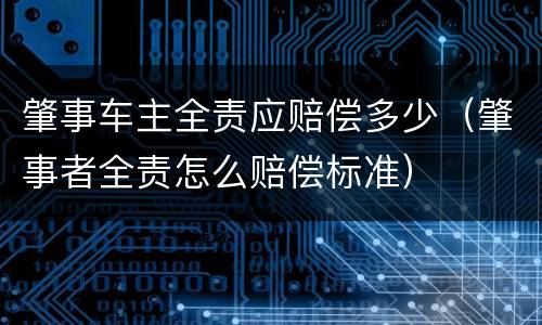肇事车主全责应赔偿多少（肇事者全责怎么赔偿标准）