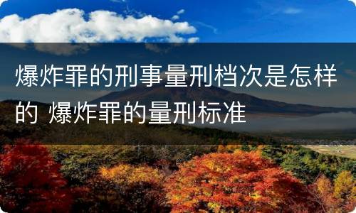 爆炸罪的刑事量刑档次是怎样的 爆炸罪的量刑标准