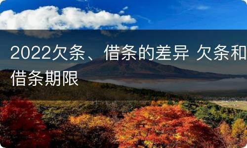2022欠条、借条的差异 欠条和借条期限