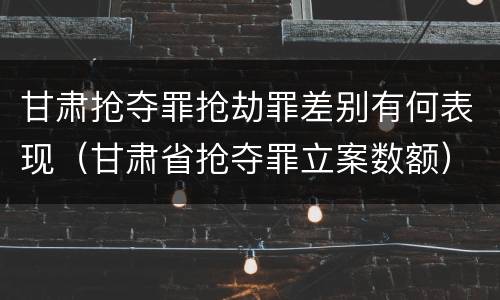 甘肃抢夺罪抢劫罪差别有何表现（甘肃省抢夺罪立案数额）