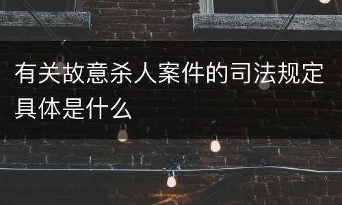 有关故意杀人案件的司法规定具体是什么