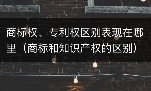 商标权、专利权区别表现在哪里（商标和知识产权的区别）