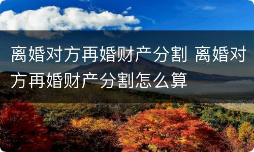 离婚对方再婚财产分割 离婚对方再婚财产分割怎么算