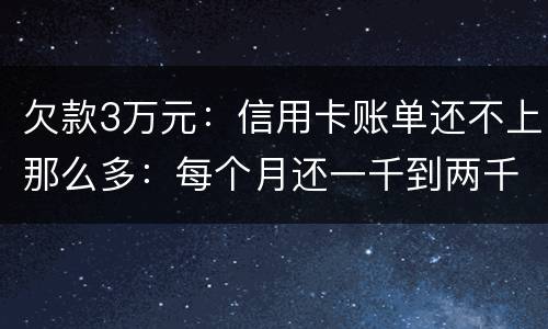 欠款3万元：信用卡账单还不上那么多：每个月还一千到两千元：请问还要做坐牢吗