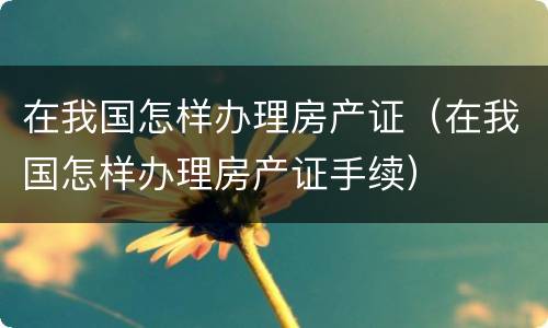在我国怎样办理房产证（在我国怎样办理房产证手续）