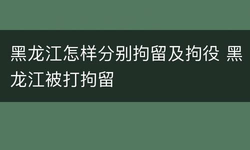 黑龙江怎样分别拘留及拘役 黑龙江被打拘留