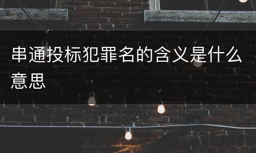 串通投标犯罪名的含义是什么意思