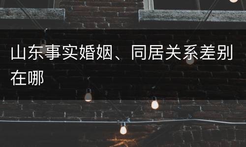 山东事实婚姻、同居关系差别在哪