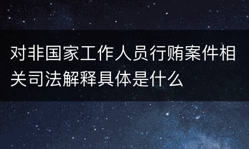 对非国家工作人员行贿案件相关司法解释具体是什么