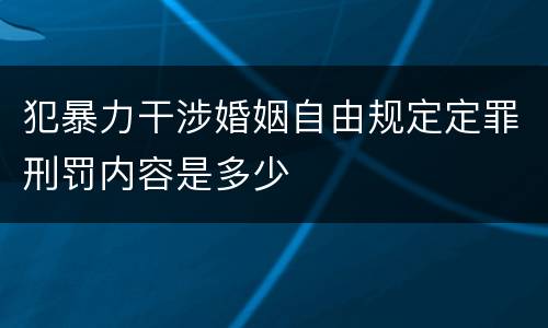 犯暴力干涉婚姻自由规定定罪刑罚内容是多少
