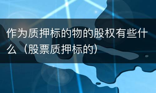作为质押标的物的股权有些什么（股票质押标的）
