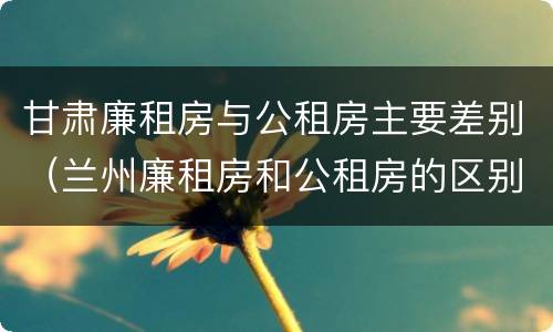 甘肃廉租房与公租房主要差别（兰州廉租房和公租房的区别）