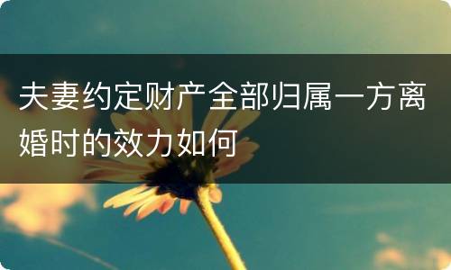 夫妻约定财产全部归属一方离婚时的效力如何