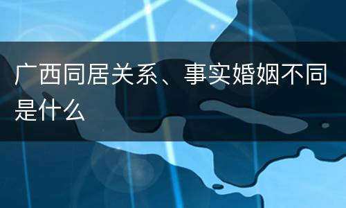 广西同居关系、事实婚姻不同是什么