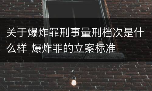 关于爆炸罪刑事量刑档次是什么样 爆炸罪的立案标准