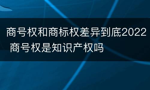 商号权和商标权差异到底2022 商号权是知识产权吗